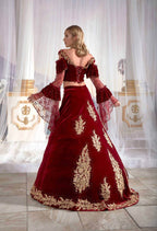 Velvet Red Caftan Buy Online Evening Dress Luxury Golden embroidery (3)