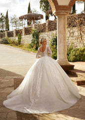 buy simple lace elegant style a line princess bridal dress with illusion glitter long sleeves online wedding boutiques