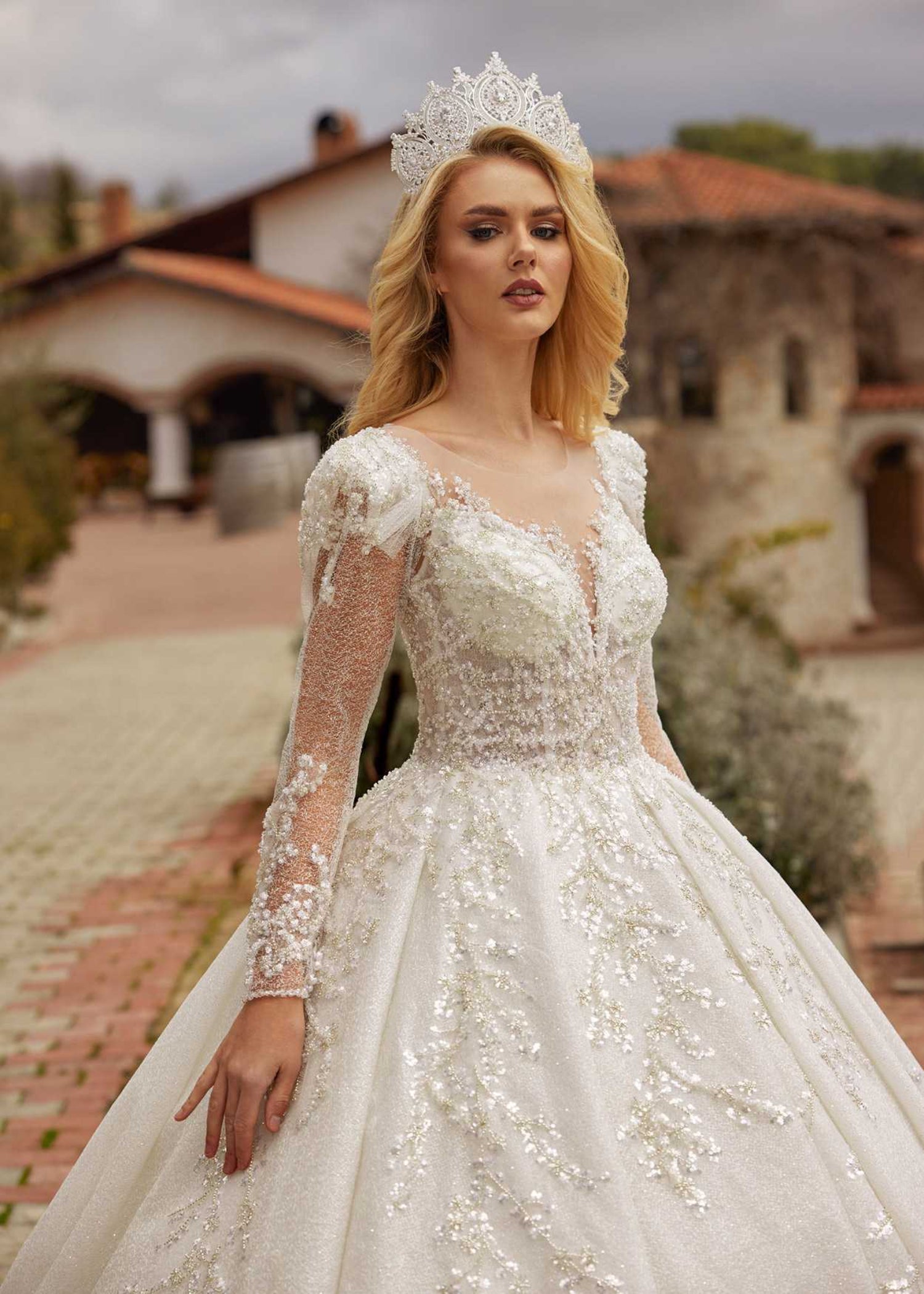 beaded corset wedding dress Satin Ball Gown with Pearl Bodice MS101 Viniodress Stretch jersey Lining Strapless A Line Wedding Dress