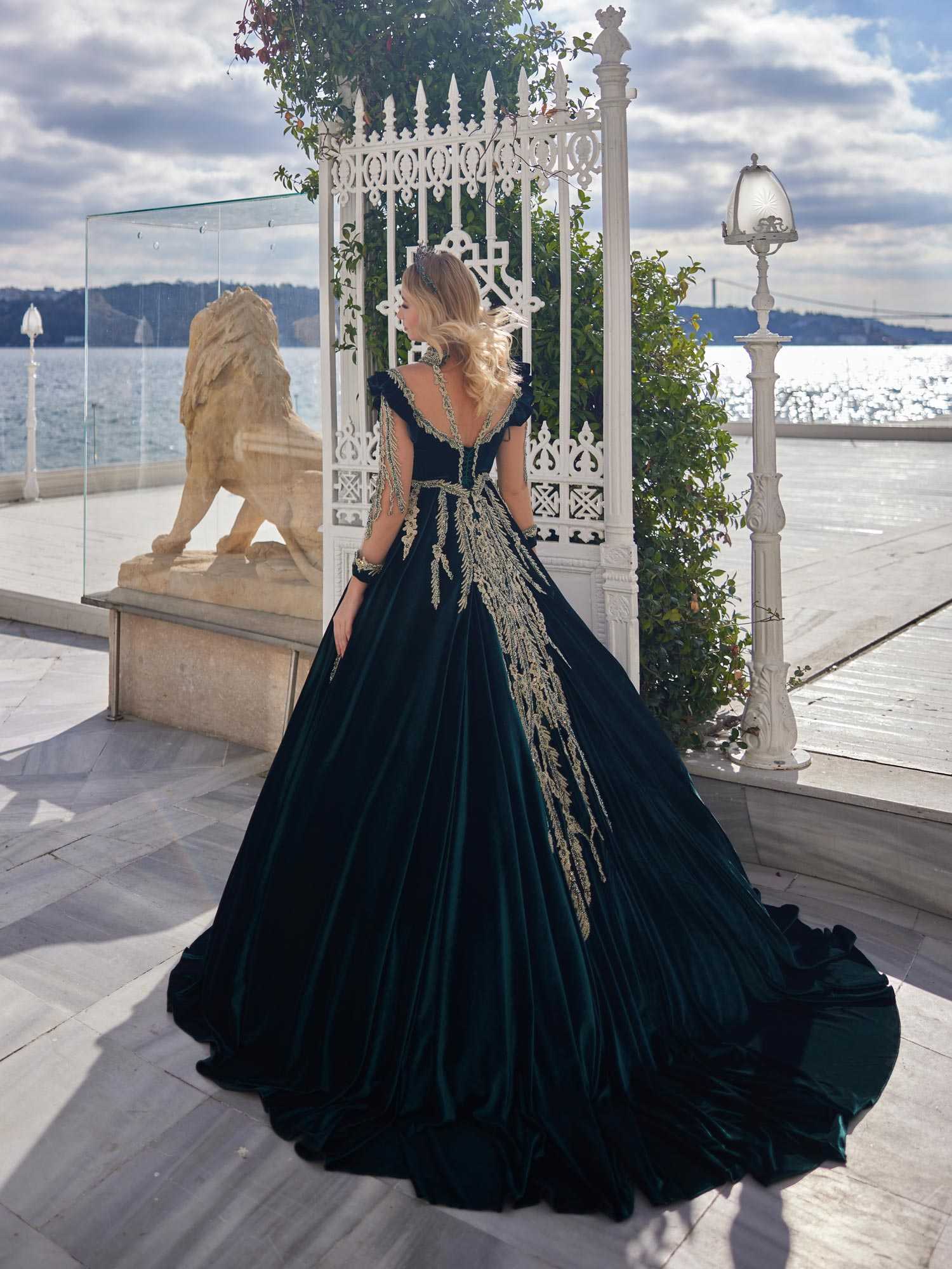 Plunging Neckline Designer Lace Ball Gown Wedding Dress - VQ