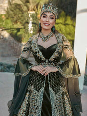 buy Green Maxi Bridal Dress With Beading online turkish kaftan store