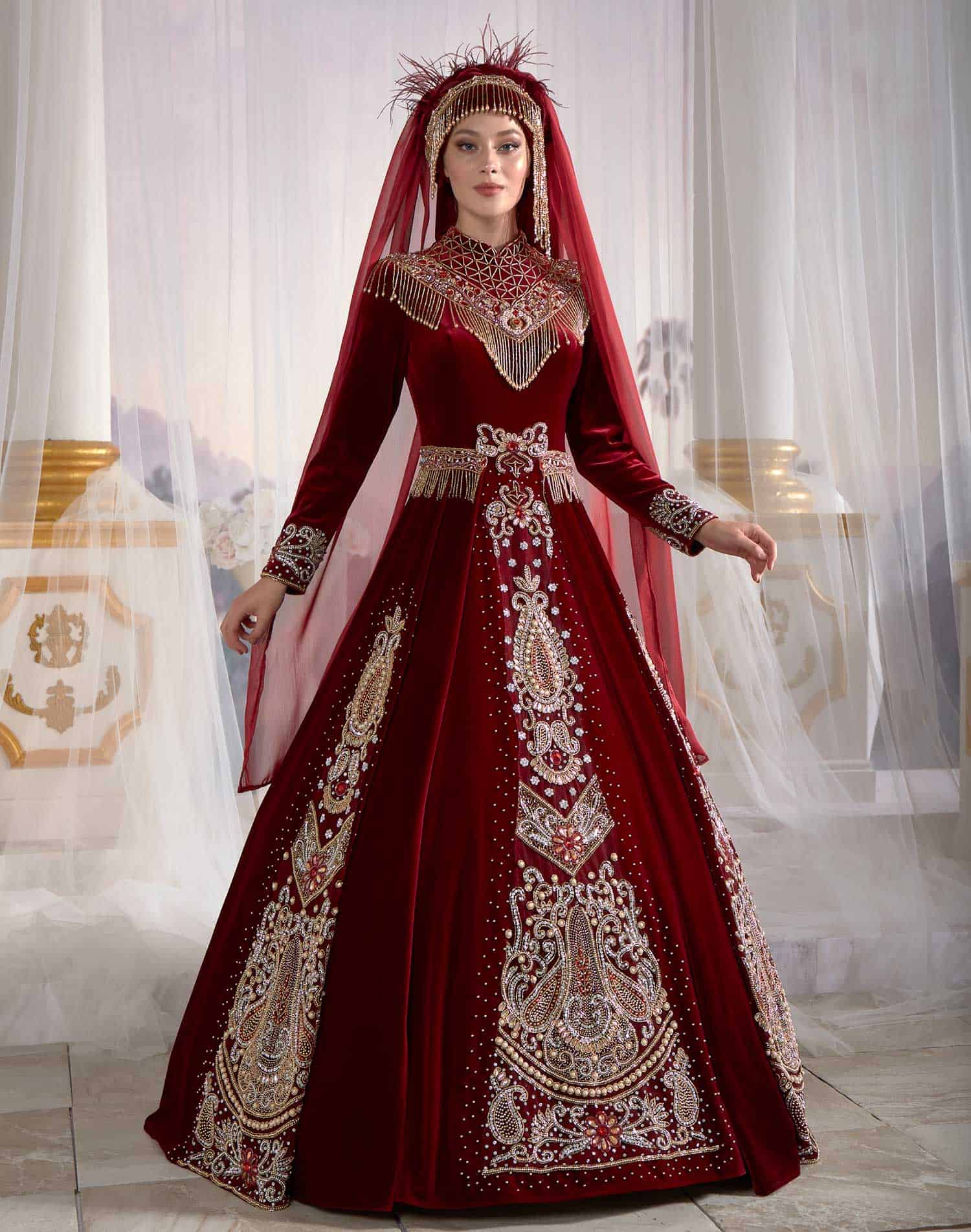 kaftan dresses online shop red muslim dress hijab clothing party dress (1)