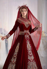 kaftan dresses online shop red muslim dress hijab clothing party dress (2)