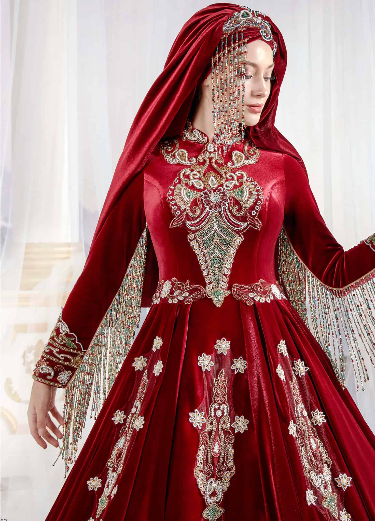 kaftan dresses online shop red muslim dress hijab clothing party dress (3)
