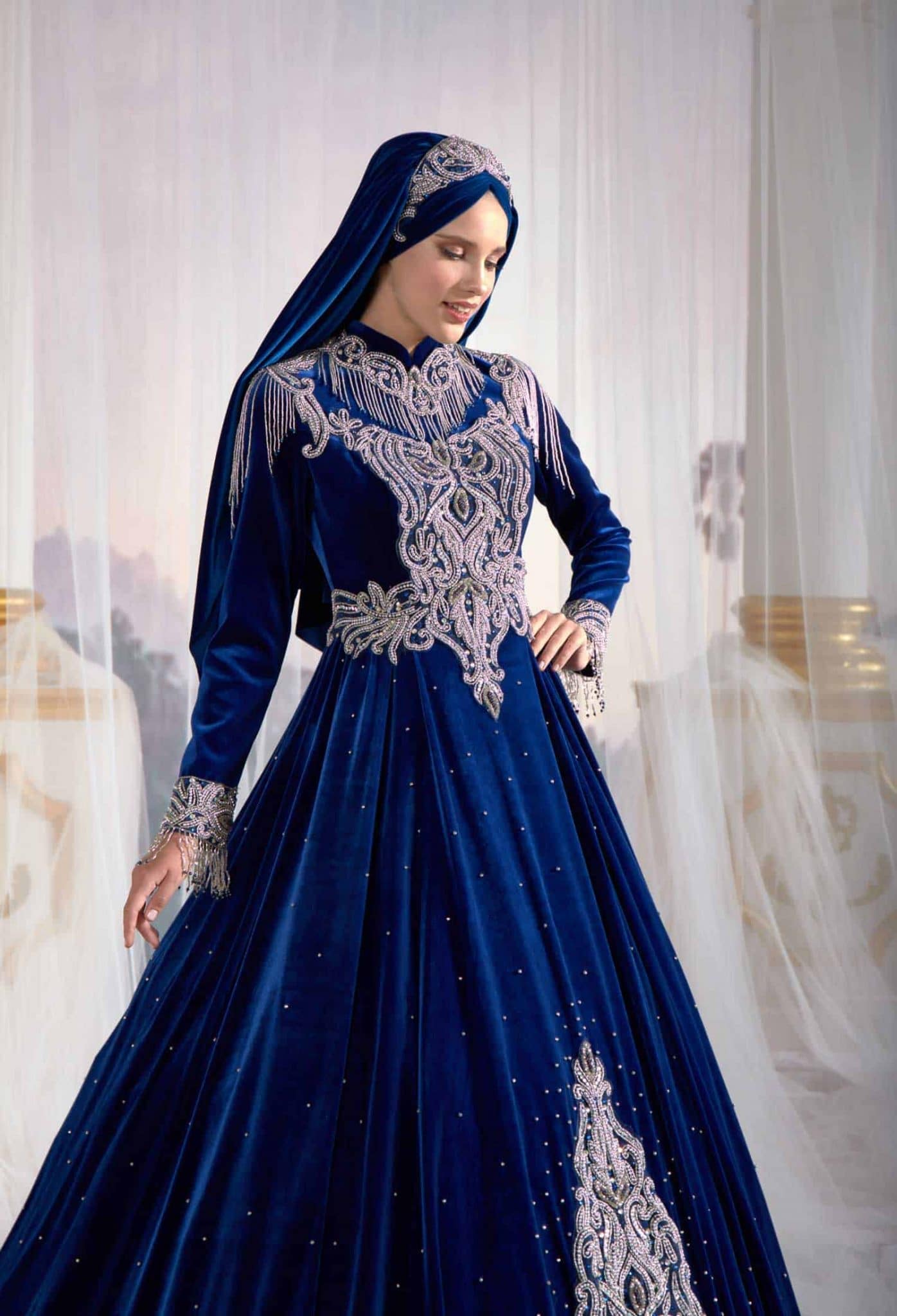 blue islamic wedding dresses Light Blue Muslim Wedding Dresses Luxury Beads Noivas ZW802 TANYA BRIDAL