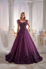 long gown dress online shopping Purple Tulle On Velvet Ball Gown Needle & Thread Embroidered Exclusive Dress (2)