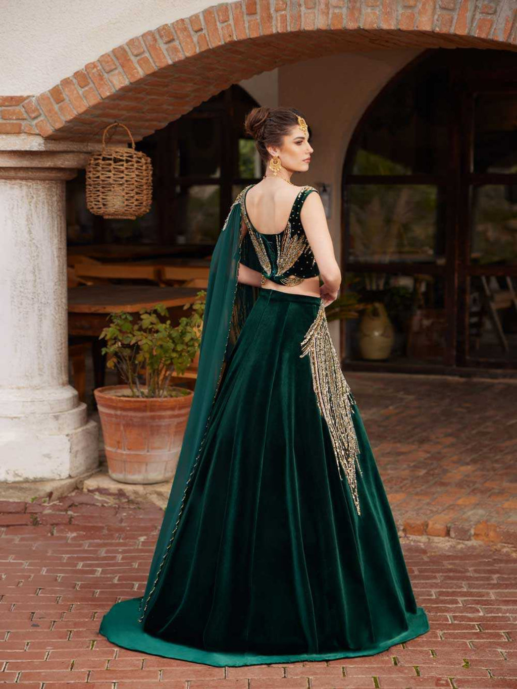 emerald green mehndi dress 36 Mohsin naveed ranjha Floral dresses all summer colour: hot-pink-batwing-top-wrap-skirt-midi-dress Make a choice:Size 2
