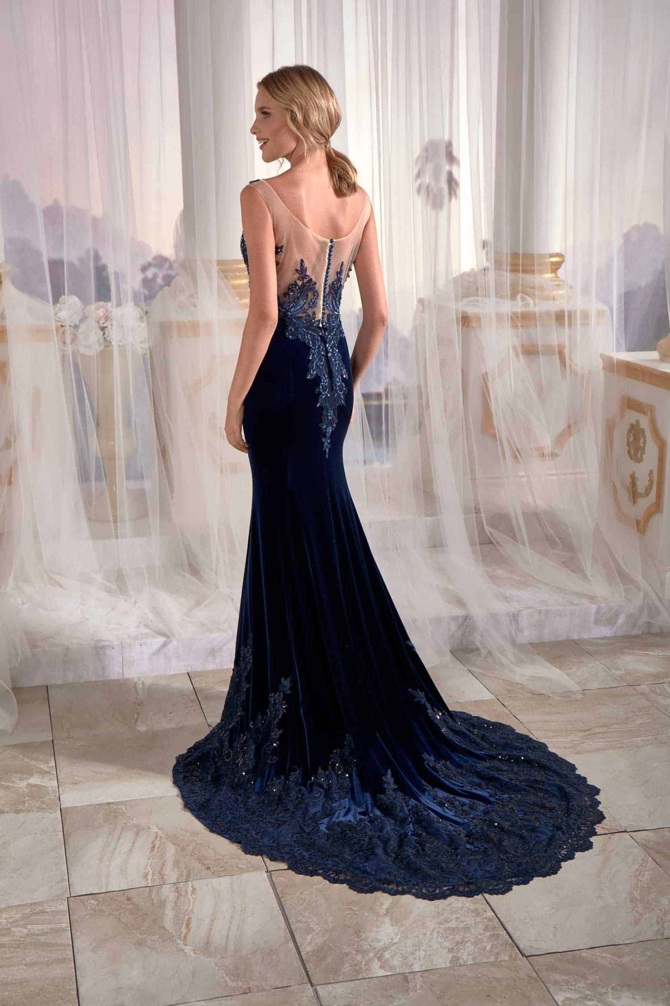 Fishtail Backless Evening Dress Fishtail Dress Navy Backless Prom