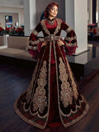 ottoman Henna night party ball gown kaftan dresses with long frill sleeves (1)