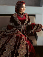 ottoman Henna night party ball gown kaftan dresses with long frill sleeves (2)