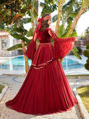 buy red velvet fancy sleeve fitted bodice tailormade plus sizes henna party kaftan gowns online kaftan dress shopping