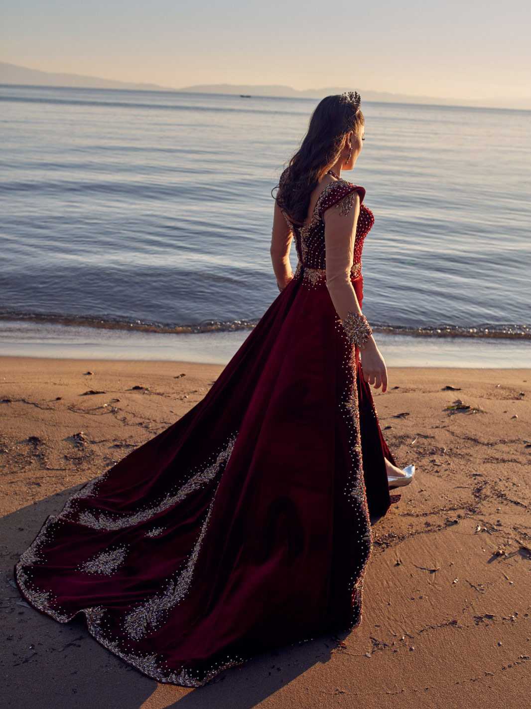 red Long tail wedding party formal dress online (2)