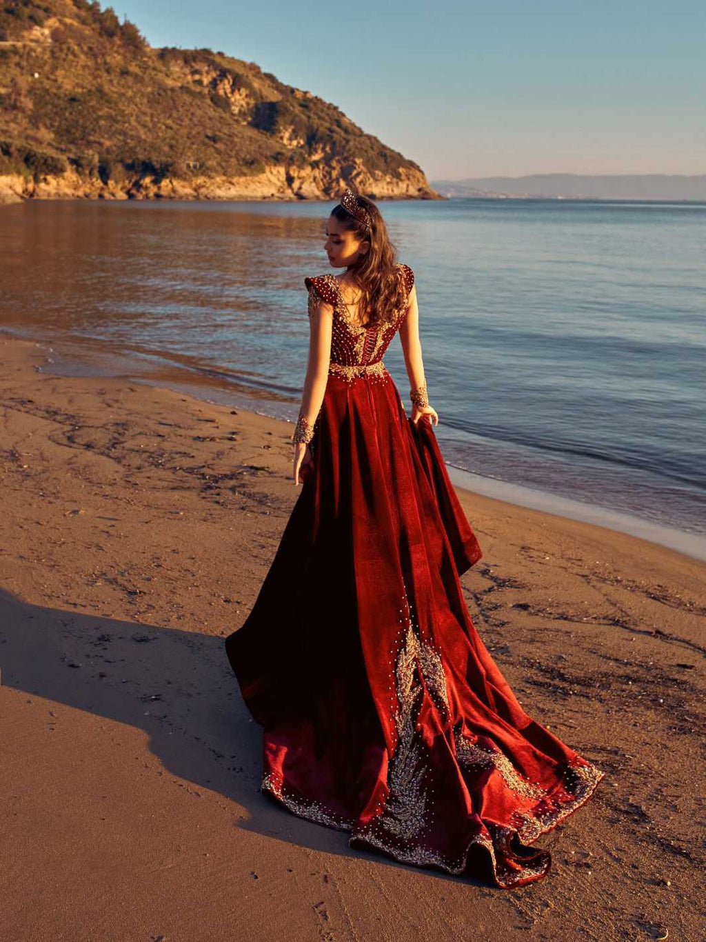 red Long tail wedding party formal dress online (3)