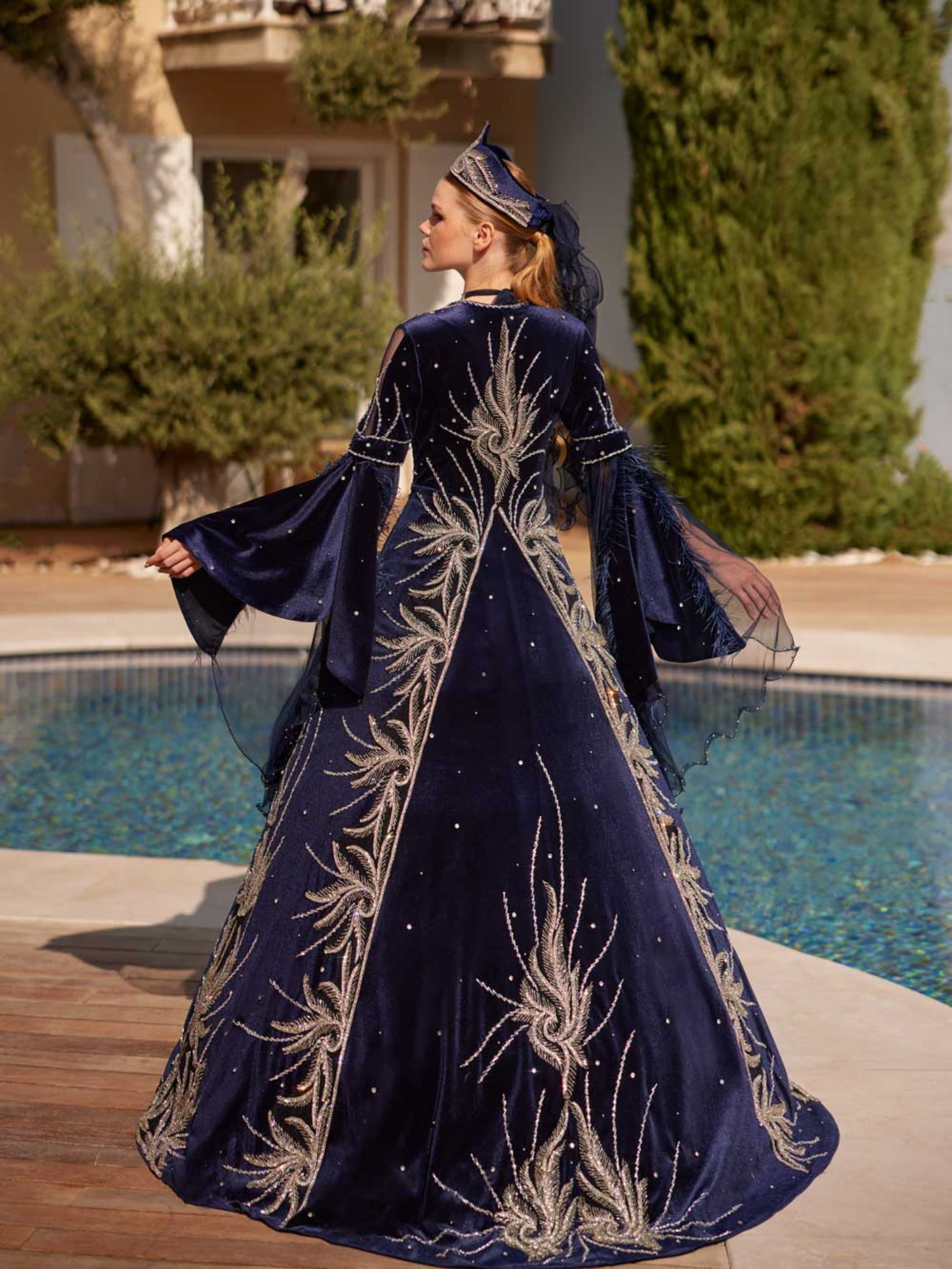 Royal Blue Maxi Sparkle Henna Dress 36